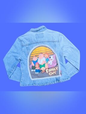 Handmade, Upcycled Family Guy Denim Jacket Size M